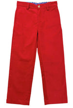 Load image into Gallery viewer, Bailey Boys Christmas Red Cord Pants bring festive warmth and comfort to your little one’s holiday wardrobe. Soft corduroy in vibrant red captures the Christmas spirit, with an elastic waist for toddlers and button-up style for older boys—perfect for joyful gatherings and cozy celebrations!

Sizes 4t &amp; 5 - Elastic Waist

Sizes 6,7,8 - Button Up
