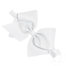 Load image into Gallery viewer, Wee Ones’ Mini King Classic Grosgrain Girls Hair Bow on Baby Band is now perfect for baby after adding it to this matching soft elastic band. Available in light pink and white!
