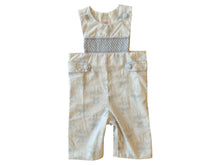 Load image into Gallery viewer, Make his birthday unforgettable with the Boys Beck Birthday Smocked Longall from Shop Teeta. Featuring charming smocked accents and a delicate birthday cake print, this longall combines festive style with soft, comfortable fabric. Designed to keep him cozy and looking adorable, it&#39;s ideal for capturing precious moments and celebrating in comfort. Let this special outfit add a touch of magic to his big day and create memories that last a lifetime.
