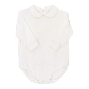 Long Sleeve White Knit Collar Onesie