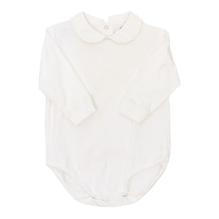 Long Sleeve White Knit Collar Onesie
