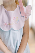 Load image into Gallery viewer, The pink and blue combination is stunning and each scallop is hand-cut by our seamstress. The look is delicate and lovely. The perfect style for any birthday occasion or any other happy day.
