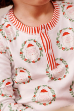 Load image into Gallery viewer, Sutton’s Sweet Dream Set in North Pole Portrait with Richmond Red Stripe is ready for all of the cookie baking mornings, fireside movie marathon evenings, and cozy weekend cuddles the season has in store! Made with 100% Pima Cotton Knit fabric, this set brings a bright, polished touch to every merry memory.&nbsp;
