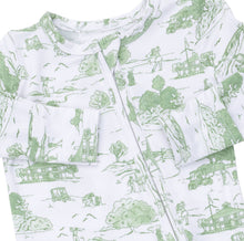 Load image into Gallery viewer, Angel Dear’s Green Golf Toile 2 Way Zipper Footie combines cozy comfort with charming style. The soft fabric and convenient 2-way zipper make dressing effortless, while the unique golf toile print adds a touch of playful elegance for your little one. Perfect for any golf-loving family!
