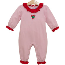 Load image into Gallery viewer, Infant Girls Candy Cane Ruffle Romper
