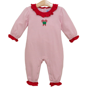 Infant Girls Candy Cane Ruffle Romper