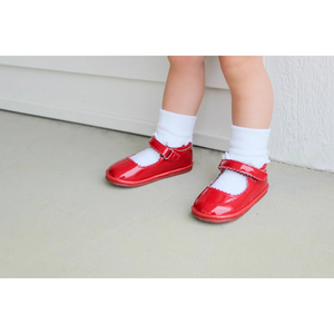 Carra Scalloped Patent Red Mary Jane Baby Shoes
