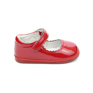 Carra Scalloped Patent Red Mary Jane Baby Shoes