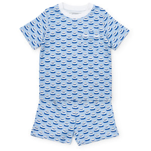 Charles Boys' Short Set - Birthday Cake Blue