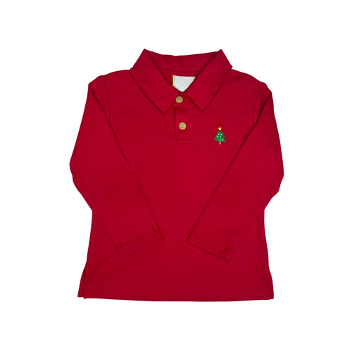 Celebrate the holiday season in style with the Boy's Red Christmas Tree Knit Ian Polo from Zuccini Kids. This festive red polo features a charming embroidered Christmas tree, perfect for joyful gatherings and family photos. Crafted for comfort and easy wear, it pairs wonderfully with the matching Christmas Tree Red Corduroy Pants. Complete the look with coordinating sibling sets for unforgettable holiday moments.