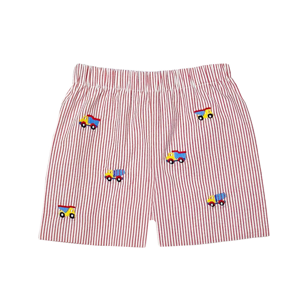 Construction Seersucker Striped Shorts