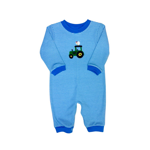 Dress your little one in the Infant Boys Harvest Luke Bubble from Zuccini Kids, crafted with soft knit fabric featuring charming mini stripes. The adorable tractor and chicken applique adds a playful touch, making it perfect for everyday wear or special moments. 