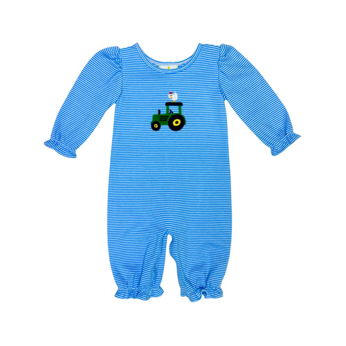 Dress your little one in the Infant Girls Harvest Pam Bubble from Zuccini Kids, crafted with soft knit fabric featuring darling mini stripes. The adorable tractor and chicken applique adds a playful touch, making it perfect for everyday wear or special moments. 