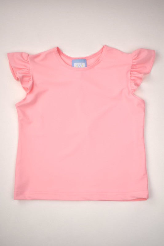 This Angel Sleeve Tee by Funtasia Too! is the perfect addition to any little girl's wardrobe. The soft pink top and ruffled short sleeves add a touch of sweetness to any outfit. Made with quality materials, this tee is as comfortable as it is stylish.