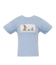 Load image into Gallery viewer, This adorable Boy's Smocked Peter Rabbit Short Set by Anavini will be a charming addition to your little one's wardrobe. The light blue knit tee features a lovely peter rabbit smocking detail, while the light blue gingham shorts add a classic touch. Perfect for any occasion, this set will keep your child looking stylish and comfortable.
