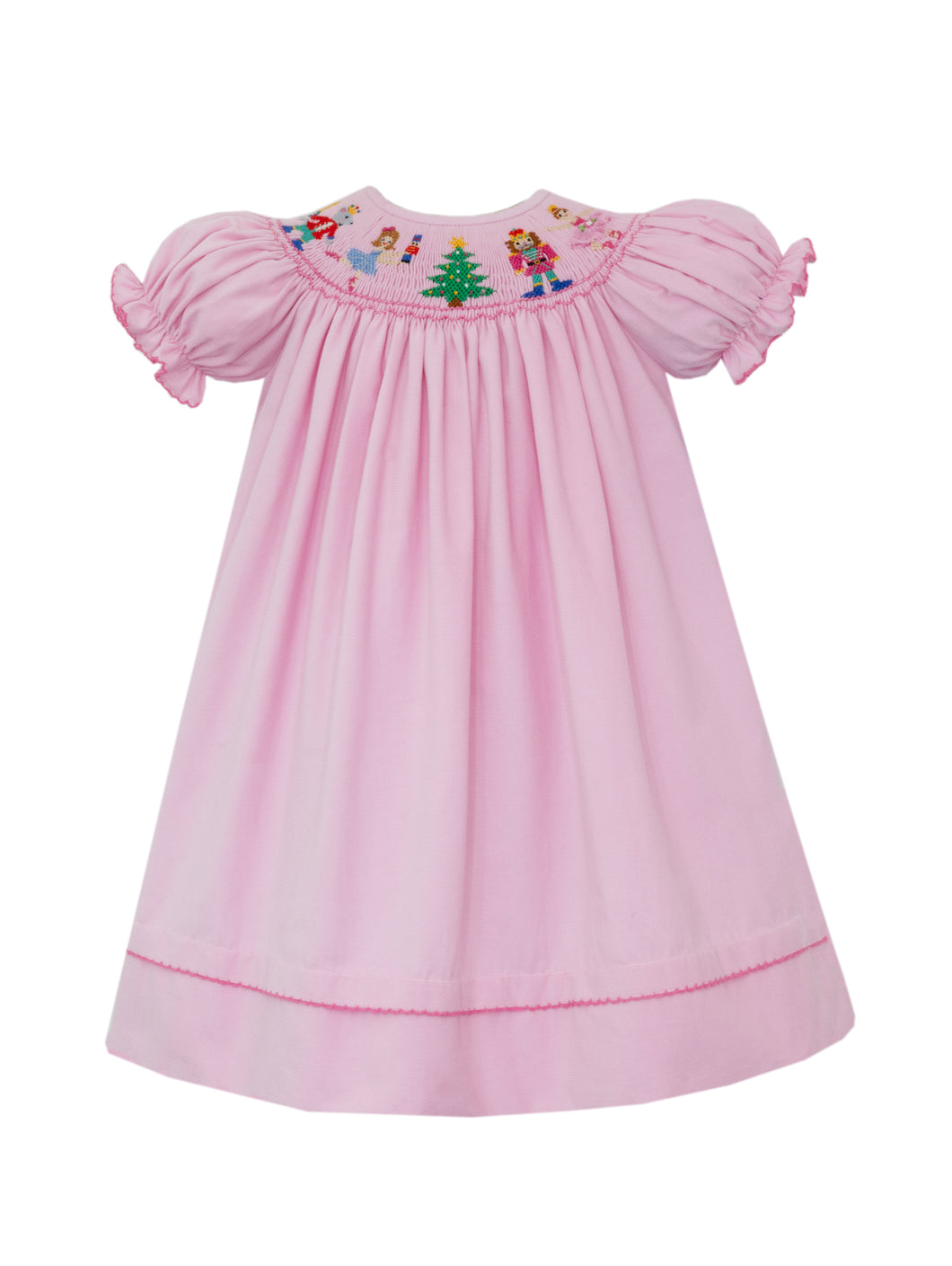 Elevate your little girl's holiday style with our Girl's Smocked Nutcracker Corduroy Bishop Dress by Anavini! This adorable pink corduroy dress features exquisite nutcracker smocking, perfect for adding a festive touch to any occasion. Let her twirl into the season with this elegant and charming dress!