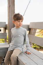 Load image into Gallery viewer, The Boys Field &amp; Stream Performance Hoodie is perfect for active boys who love outdoor adventures. Made to keep him cool and comfortable, it offers breathable fabric and sun protection so he can enjoy long days on the water or exploring nature safely. This hoodie combines function and style to support every energetic outing.
