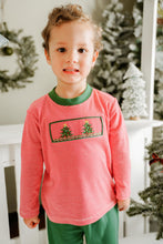 Load image into Gallery viewer, Pre-Order

Celebrate the holiday season in style with the Boy&#39;s Christmas Tree Smocked Tee &amp; Pant Set from Zuccini Kids. This charming set includes a striped knit tee featuring a delicate smocked Christmas tree detail, paired perfectly with cozy green knit pants. Comfortable and festive, it’s ideal for your little one’s holiday gatherings and family photos, combining seasonal cheer with everyday wearability.
