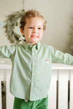 Load image into Gallery viewer, Boys Alton Green Santa Gingham Shirt
