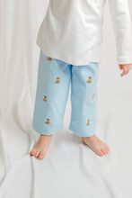 Load image into Gallery viewer, Dress your little dog lover in the Boys Light Blue Labrador Corduroy Leo Pants from Zuccini Kids, featuring charming embroidered Labrador Retrievers. Pairs effortlessly with matching polo for a stylish, coordinated look. Available alongside a matching Longall for younger siblings, it’s a perfect choice for family outfits that combine comfort and playful charm.
