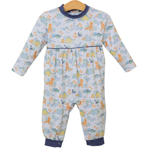 Dress your little one in the Dino Adventures Long Romper from Trotter Street Kids, featuring a charming Roaring Dino print that sparks imagination. This soft knit romper with long sleeves offers cozy comfort for playtime and stylish outings alike, making it an essential addition to your infant boy’s wardrobe.