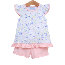 Load image into Gallery viewer, Introducing the Infant Girls Enchanted Short Set from Trotter Street Kids! Perfect for summer at the Disney park, this outfit features hidden Disney details in a beautifully designed shirt and coordinating pink shorts. Your little one will look and feel like a princess, making it the perfect addition to her wardrobe.
