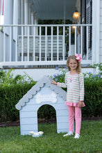 Load image into Gallery viewer, Puppy Ruffle Pant Set by Trotter Street Kids brings joyful charm to your toddler’s wardrobe. The multicolored striped top with playful ruffles and a sweet puppy appliqué pairs beautifully with soft peachy pants, creating a delightful outfit that captures the spirit of childhood adventure and fun.

