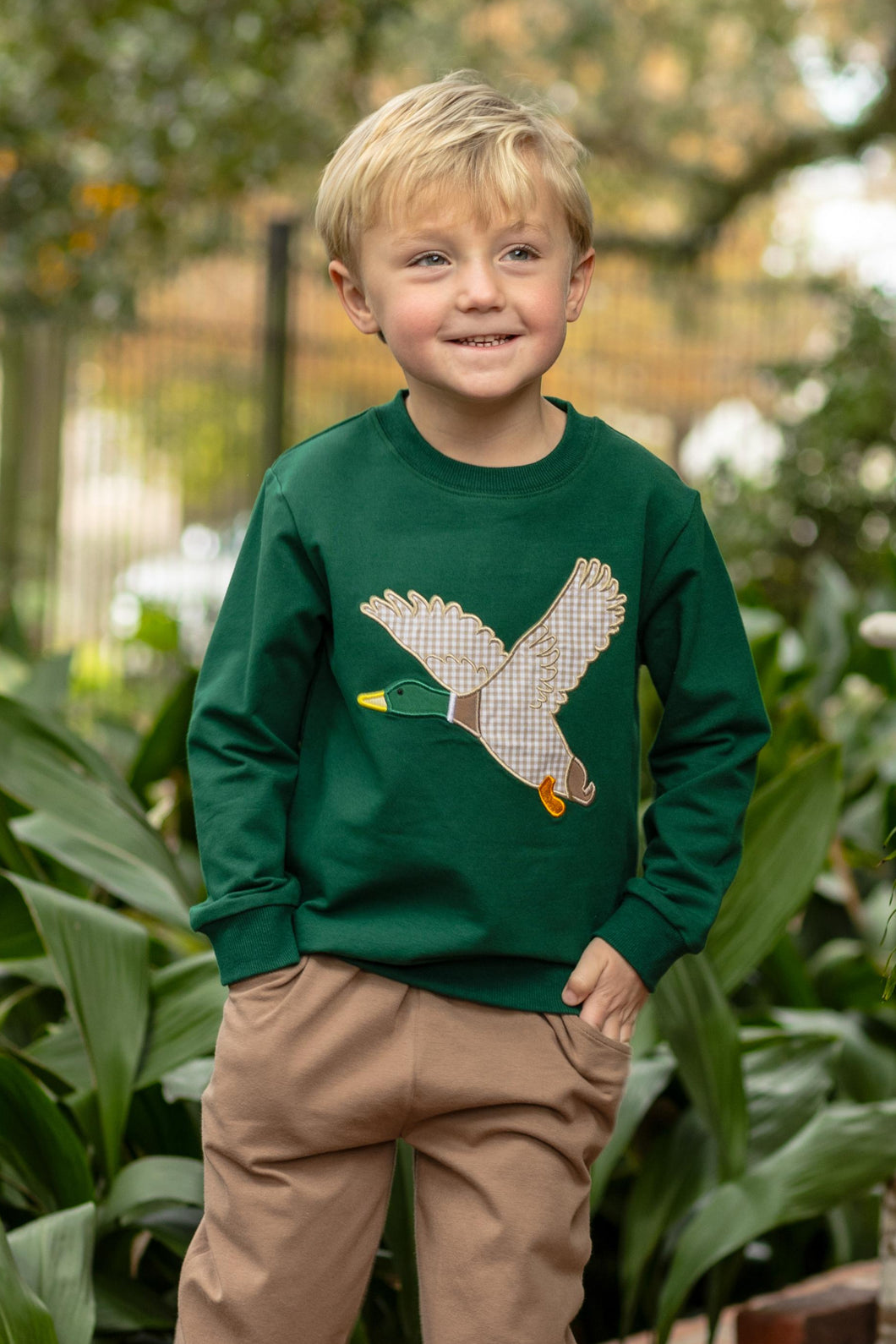 Keep your little one cozy and stylish with this Boys French Mallard Applique Sweatshirt from Trotter Street Kids. Made from soft, breathable French terry fabric, it offers all-day comfort while the playful mallard applique adds a fun, charming touch. 