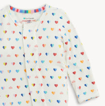 Load image into Gallery viewer, Magnetic Me’s Branded Heart Modal Footie wraps your baby in irresistibly soft modal fabric, with charming hearts that spark joy. Magnetic closures make dressing effortless, so your little one stays cozy and comfortable all day long. Embrace ease and warmth in every tiny step!
