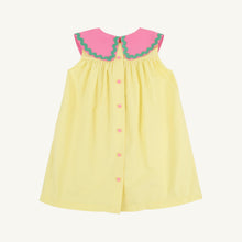 Load image into Gallery viewer, Embrace the joy of spring and summer with Tabitha’s Teachers Pet Dress in a vibrant Lake Worth Yellow by The Beaufort Bonnet Company! Adorned with a playful hot pink oversized watermelon collar, this charming dress not only stands out but also inspires confidence and creativity in every adventure. Perfect for sunny days and delightful moments!
