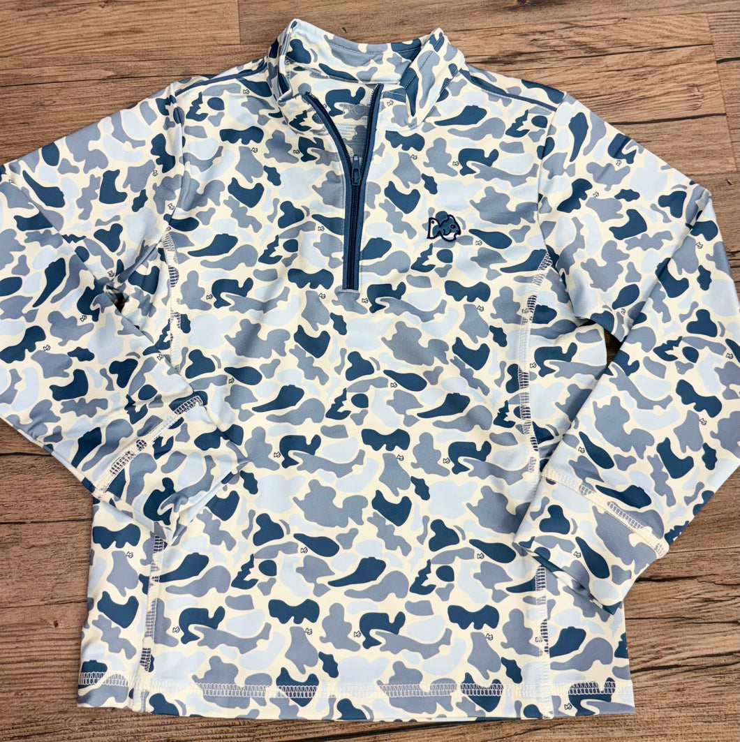 Boys Pro Performance Blue Camo Pullover