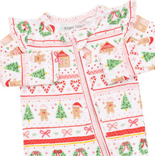 Load image into Gallery viewer, Angel Dear’s Gingerbread Fair Isle Pink combines cozy charm with practical design. This adorable footie and convertible romper features a festive gingerbread print, easy 2-way zipper access, and grows with your infant from newborn to 18 months—making holiday dressing effortless and joyful!

