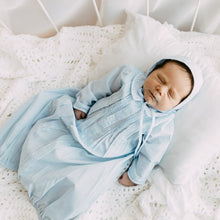 Load image into Gallery viewer, Feltman Brothers’ Boys Intricate Pintucked Take Me Home Gown combines timeless elegance with delicate details. Featuring ric rac trim, fine pintucks, lace edging, and hand embroidery, this gown wraps your little one in gentle elegance and heirloom-quality comfort from their very first moments.

