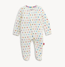 Load image into Gallery viewer, Magnetic Me’s Branded Heart Modal Footie wraps your baby in irresistibly soft modal fabric, with charming hearts that spark joy. Magnetic closures make dressing effortless, so your little one stays cozy and comfortable all day long. Embrace ease and warmth in every tiny step!
