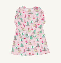 Load image into Gallery viewer, The Beaufort Bonnet Company’s Heavy Weight Long Sleeve Polly Play Dress in Christmas Coloring Contest wraps your toddler in cozy warmth and festive charm. Its rich pink hue and whimsical holiday print make every moment magical during chilly winter days!

