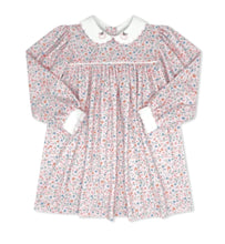 Load image into Gallery viewer, The Pumpkin Grove Floral Dress by Lullaby Set is designed to celebrate your most cherished autumn memories. Made from luxuriously soft knit fabric and adorned with delicate pumpkin embroidery on the collar, this dress shines in fall photos, Thanksgiving celebrations, and heartwarming moments with family and friends.
