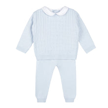 Load image into Gallery viewer, This timeless Peter Pan Cable Knit Set by Feltman Brothers is perfect for your little one! Styled with a cable knit two-piece set design and contrasting white Peter Pan collar for a sweet, timeless look.
