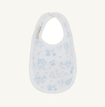 Load image into Gallery viewer, Wrap your newborn in timeless charm with the Burp Me Bib by The Beaufort Bonnet Company. Its classic toile print adds a touch of elegance while keeping messes at bay—perfectly designed to complement your baby’s wardrobe and other TBBC essentials. Ready to make every meal a stylish moment?
