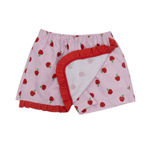 Load image into Gallery viewer, Let your tween sparkle in the Evelyn Schoolyard Apples Skort—soft pink with charming apple prints and built-in shorts for carefree play. Its playful design brings joy to every step and pairs beautifully with the Lucy Schoolhouse Red Shirt. Ready for adventures with style and comfort!
