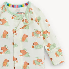 Load image into Gallery viewer, Wrap your newborn in cozy softness with the Night Cap Modal Convertible Coverall by Magnetic Me. The charming animal print sparks joy, while magnetic closures make dressing effortless. Convertible feet offer snug warmth or freedom—perfect for every sleepy adventure! 
