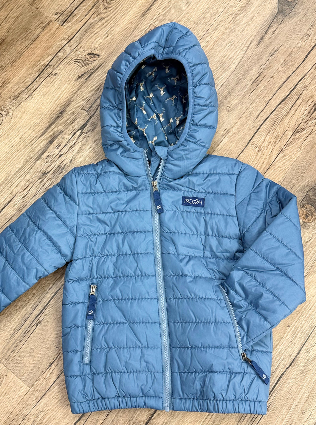 Boys Hooded Puffer Jacket in Blue