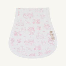 Load image into Gallery viewer, Wrap your baby in gentle care with the Oopsie Daisy Burp Cloth, featuring a timeless toile print that adds charm to every moment. Soft and practical, it’s perfect for newborns and makes a heartfelt gift in vibrant Hamptons Hot Pink or Beale Street Blue. 
