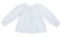 Load image into Gallery viewer, The Blue Blossom Elaine Blouse by Zuccini Kids brings joyful elegance to every moment. Its delicate blue floral pattern and charming ruffle neck collar add a touch of whimsy and grace, perfect for tween girls who want to shine with confidence and style.
