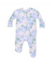 Load image into Gallery viewer, Wrap your little one in the cozy embrace of the Hydrangea 2 Way Zipper Footie by Angel Dear. With its charming hydrangea print, this footie not only adds cuteness to nap time but also ensures comfort for a restful night's sleep. Give your baby the gift of sweet dreams!
