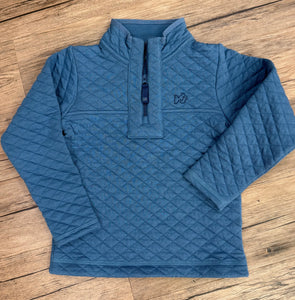 Boys Navy Quilted Zip Pullover
