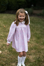 Load image into Gallery viewer, The Pumpkin Grove Floral Dress by Lullaby Set is designed to celebrate your most cherished autumn memories. Made from luxuriously soft knit fabric and adorned with delicate pumpkin embroidery on the collar, this dress shines in fall photos, Thanksgiving celebrations, and heartwarming moments with family and friends.
