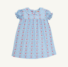 Load image into Gallery viewer, Celebrate new beginnings with the Holly Day Dress in First Day Flowers by The Beaufort Bonnet Company. Its charming floral pattern weaves in school details, while the classic silhouette and sweet Peter Pan collar make your little girl’s first day unforgettable—and every day after just as special!
