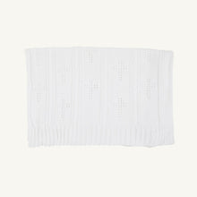 Load image into Gallery viewer, This charming Bailey Baby Blanket in Worth Avenue White by The Beaufort Bonnet Company is the baby essential that brings pure elegance to every snuggle session and looks absolutely stunning in any nursery! The luxuriously soft fabric wraps baby in cozy comfort while the crisp white shade and stitched crosses create that fresh, clean aesthetic that photographs like an absolute dream. It's the versatile must-have that works for anything from stroller rides to those precious milestone photos.
