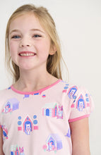 Load image into Gallery viewer, Introducing the Girls Penny's Play Dress in In The Dog House, a delightful creation by The Beaufort Bonnet Company. This exquisite knit dress, characterized by its timeless silhouette, showcases a whimsical dog print that captures the playful spirit of spring and summer. Effortlessly merging comfort with charm, it invites your young ones to explore their world with elegance and joy.
