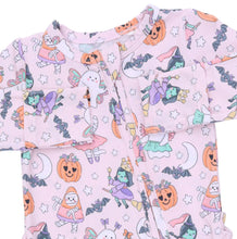 Load image into Gallery viewer, Angel Dear’s Pink Halloween Monster Dress Up ignites festive fun with its adorable pink monster print and cozy 2-way zipper footie design. Perfect for infant girls, it combines comfort and easy dressing, making Halloween magical for both baby and parents!
